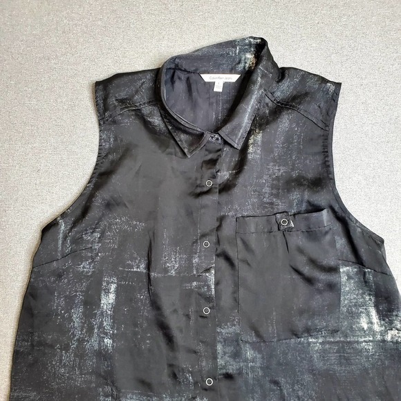 Calvin Klein Black Marble Sleeveless Flowy Top - Picture 2 of 5